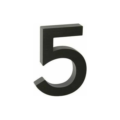Hliníkové číslo v 3D provedení s broušeným povrchem, znak "5", černé