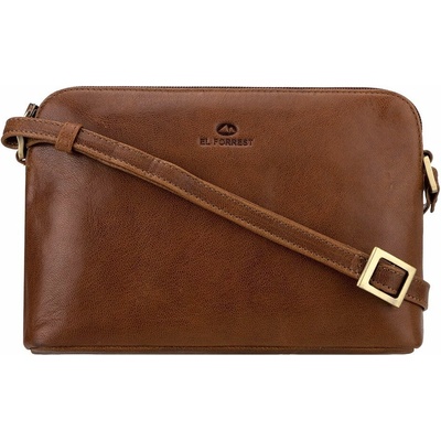 El Forrest Malá kožená crossbody kabelka hnědá