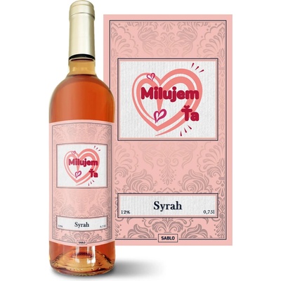 Sablio Milujem ťa srdce Syrah ružové suché víno 12 % 0,75 l (čistá fľaša)