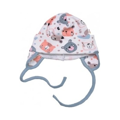 Baby Nellys Čiapočka na zaväzovanie bavlna Space Bear pastel mint