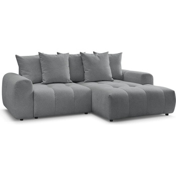 Bobochic Сив шенилов разтегателен ъглов диван с място за съхранение (десен ъгъл) Roxelane - Bobochic Paris (108420)