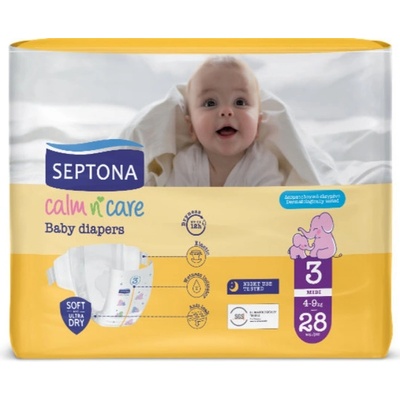 Septona Бебешки пелени Septona - Calm n' Care, Midi No3, 4-9 kg, 60 броя (5201410886030)