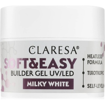 Claresa Soft&Easy Builder Gel основно гел покритие за нокти цвят Milky White 12 гр