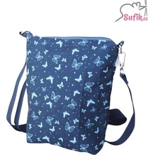 Kabelka crossbody A5 motýlci na modré