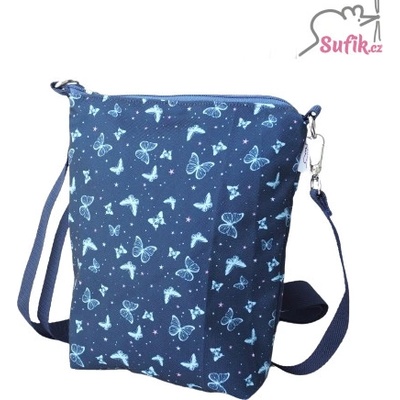 Kabelka crossbody A5 motýlci na modré