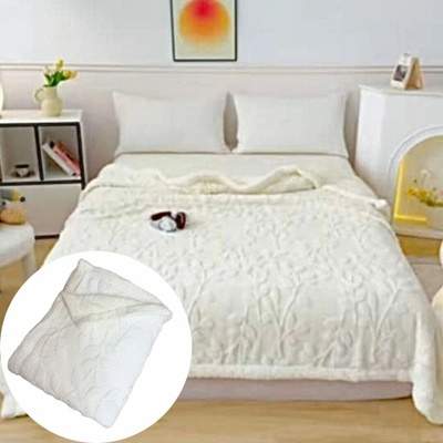 TiaHome Deka Flower luxury baranková z mikroplyšu biela 200x230