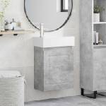 vidaXL Мивка за баня със смесител Бетонно сиво 45, 5 x 22, 5 x 84 см (889504)