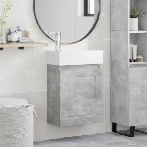 vidaXL Мивка за баня със смесител Бетонно сиво 45, 5 x 22, 5 x 84 см (889504)