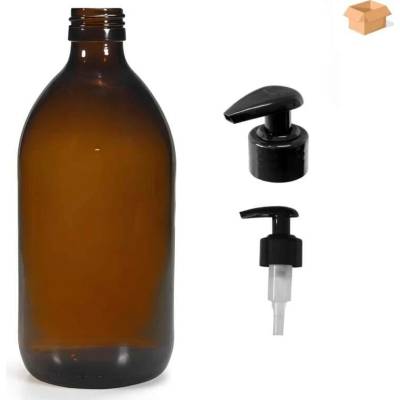Luna Skleněná lékovka s černou pumpičkou 1000 ml 14 ks