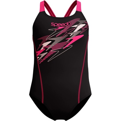 Speedo Детски бански костюм Speedo Kid's Medley Logo Medalist Swimsuit - Anthracite / Margarita Pink - размер 152 (EU) (750-0878-1114)