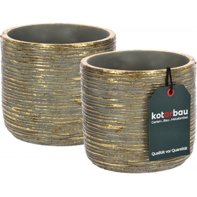 KOTARBAU keramický kvetináč Round Ethno Rustic Zlatá 12 cm 2 ks
