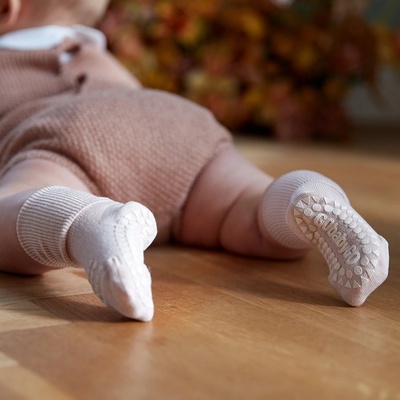 GoBabyGo Protiskluzové bambusové ponožky Soft Pink – Zboží Mobilmania