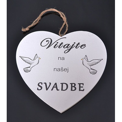 Tabuľka drevená srdce 20cm Svadba