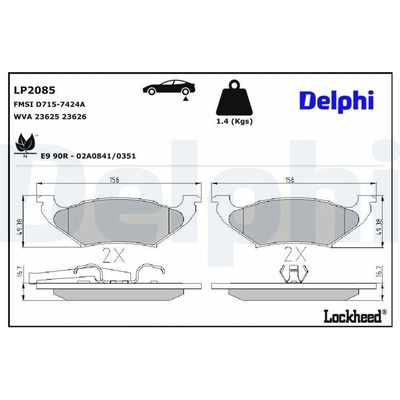 Sada brzdových platničiek kotúčovej brzdy DELPHI LP2085