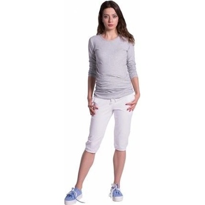 Be MaaMaa moderní těhotenské 3/4 kalhoty s kapsami bílé