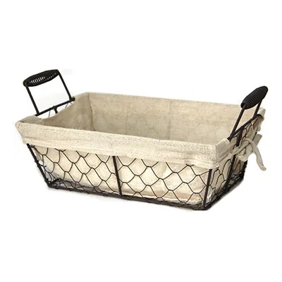 Jin bo yang Правоъгълен панер метал/текстил с метални дръжки 30x15xh13cm (W1037-S) (0120127)