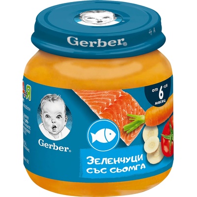 Gerber - Пюре зеленчуци със сьомга 6 месец 125 гр