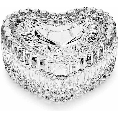 Crystal Bohemia Skleněná dózička ve tvaru srdíčka 65 mm