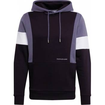 Calvin Klein Jeans Mikina 'COLOR BLOCK HOODIE' bílá / černá / šedá