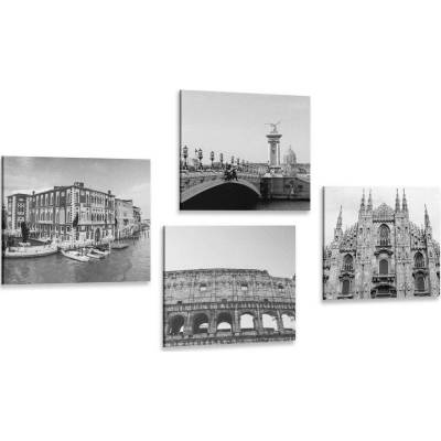 Set obrazů historická města v černobílém provedení - 4x 40x40
