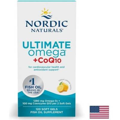 Nordic Naturals Ultimate Omega + CoQ10 ултимат омега-3 + коензим Q10 50 mg, 120 софтгел капсули с вкус на лимон, Nordic Naturals (01892 NN)