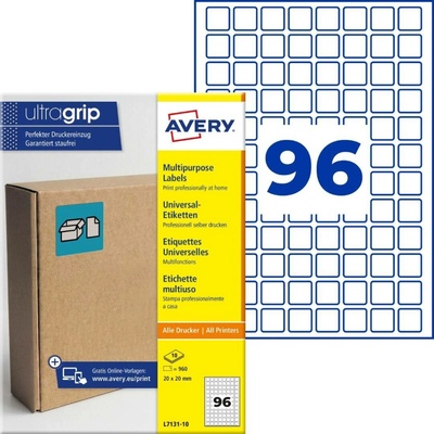 Avery Zweckform L7131-10 Čtvercové etikety 20x20 mm 960 ks bílé