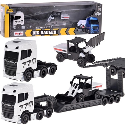 Kovový model SCANIA 770S s návěsem a buldozerem Maisto 1:64
