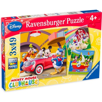 Ravensburger Пъзел Ravensburger от 3 x 49 части - Клубът на Мики Маус (09247)