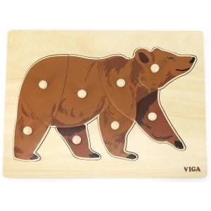 Vigan VIGA Wooden Puzzle Montessori Mis Niedzwiedz with Pins