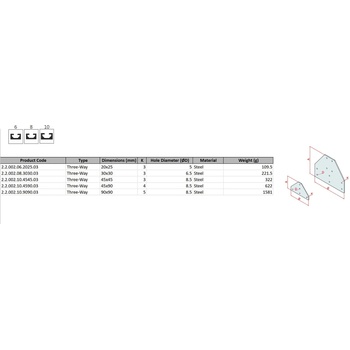 3IZMERNO Стоманена съединителна планка - Трипосочна