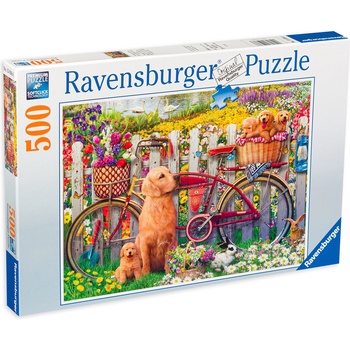 Ravensburger Пъзел Ravensburger от 500 части - Кученца в двора (15036)