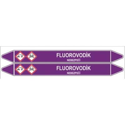 Značení potrubí, fluorovodík,2 ks, 450 × 52 mm PZ 007166