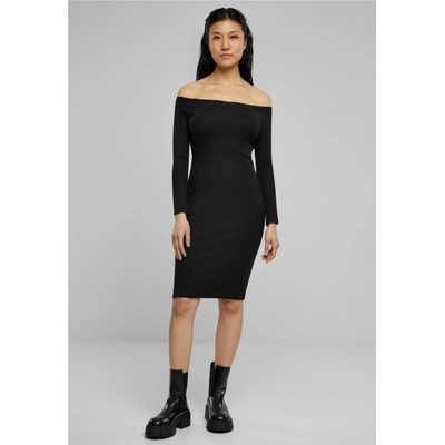 Urban Classics dámske šaty Off Shoulder Longsleeve Rib Dress Black