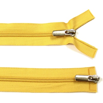 Spirálový zip no.5 rozepínací dvoucestný 120cm dvoucestný hořčicově žlutý