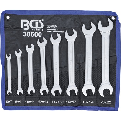 BGS technic Klíče ploché otevřené, dvoustranné, 6-22 mm, sada 8 dílů v obalu - BGS 30600
