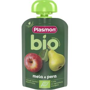 Plasmon БИО Плодова закуска Ябълка и круша 6м+ 100г - topcho-online