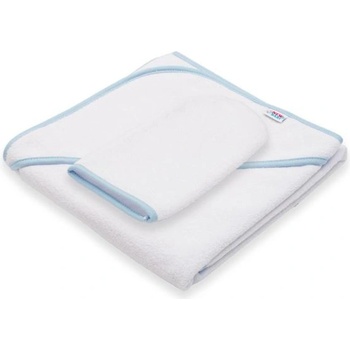 NEW BABY Детска хавлиена кърпа с качулка New Baby BASIC 80x80 бяло-синя