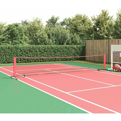 vidaXL Тенис мрежа Черен и Червен 494, 5 x 90 x 87 см Полиестер (42012862)