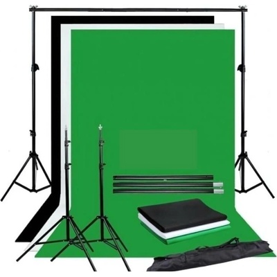 Fotověci Sada 3x Plátno Fotopozadí 3 x 3m + Konstrukce se Stativy 3 x 2,6m