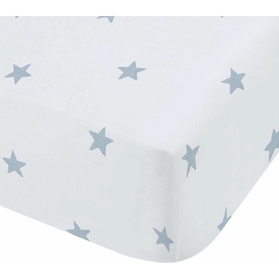 Bianca Biela/modrá napínacia Bavlna plachta Mini Star & Stripes 90x190