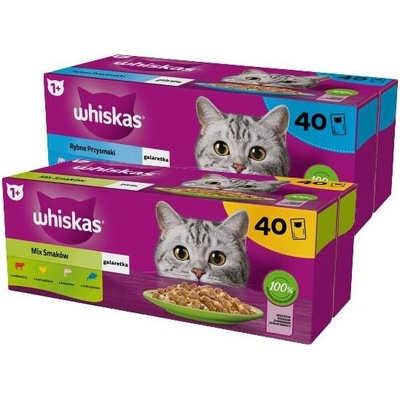 WHISKAS Adult sáčky 40 x 85 g Fishy Treats + Whiskas výběrové menu v želé 40 x 85 g