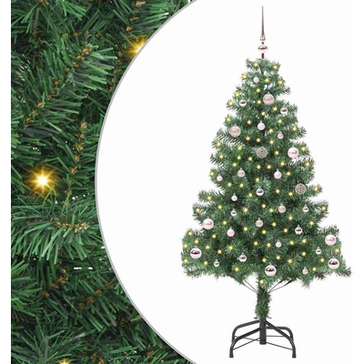vidaXL Коледно дърво с 150 LED светодиода с поставка Зелен 150 cm ПВЦ (3396369)