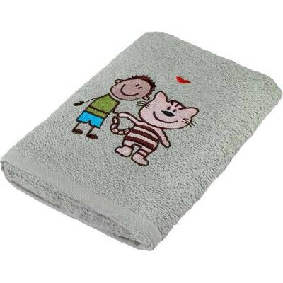 Škodák detský froté uterák chlapec s mačkou tmavosivý 30 x 50 cm