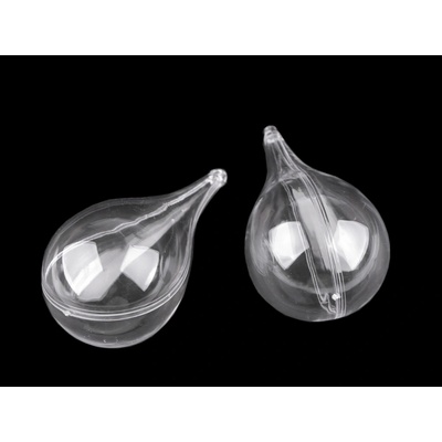 Plastová krabička dvoudílná - zvonek, stromeček, kapka, hvězda - transparent baňka (2 ks)