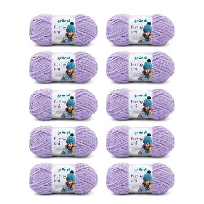 Wolle Funny uni - soft chenille wool for crocheting - cuddly and skin-friendly - 100% polyester - 10 balls 100 g / 120 m - needle size 5-6, lavender - 3442-22
