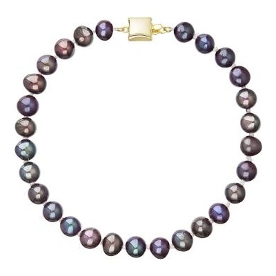 Pavona perlový náramek z říčních perel se zapínáním ze 14 karátového zlata 923001.3/9268A dk.peacock