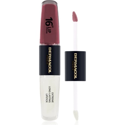 Dermacol 16H Lip Colour dlhotrvajúci rúž a lesk na pery 12 Trouble Free 2 x 4 ml