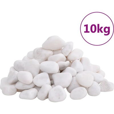 vidaXL Полирани камъчета 10 кг бели 2-5 см (155329)