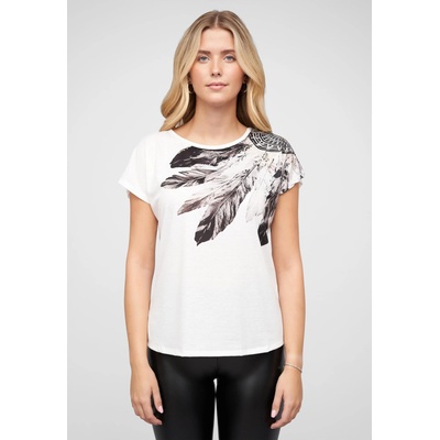 DEF Тениска Cloud5ive Damen Viskose T-Shirt mit Traumf? nger Print white XXLUB-23036651-00220 - Тъмносив, размер M
