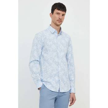 Calvin Klein Риза Calvin Klein мъжка в синьо с кройка по тялото класическа яка K10K112610 (K10K112610)